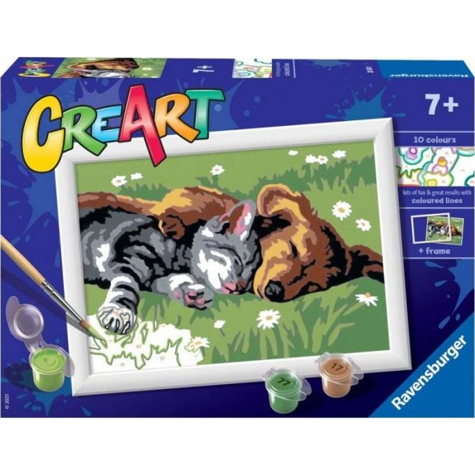 Ravensburger Creative and Art Toys 201891 CreArt Sleeping Dog and Cat-0
