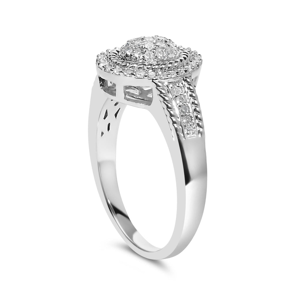 .925 Sterling Silver 1/3 Cttw Pave Set Round-Cut Diamond Braided Halo Cocktail Ring (I-J Color, I2-I3 Clarity)
