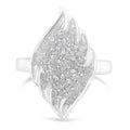 .925 Sterling Silver ¾ Cttw Round and Baguette Cut Diamond Stair-Stepped Cluster Waterfall Cocktail Ring (I-J Color, I2-I3 Clarity)