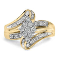 10K Yellow Gold 1/2 cttw Diamond Cluster Cocktail Ring (J-K Clarity, I1-I2 Color)