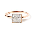 10K Rose Gold 1/3 Cttw Invisible Set Princess Cut Diamond Composite Square Shape Ring for Women (H-I color, I1-I2 clarity)