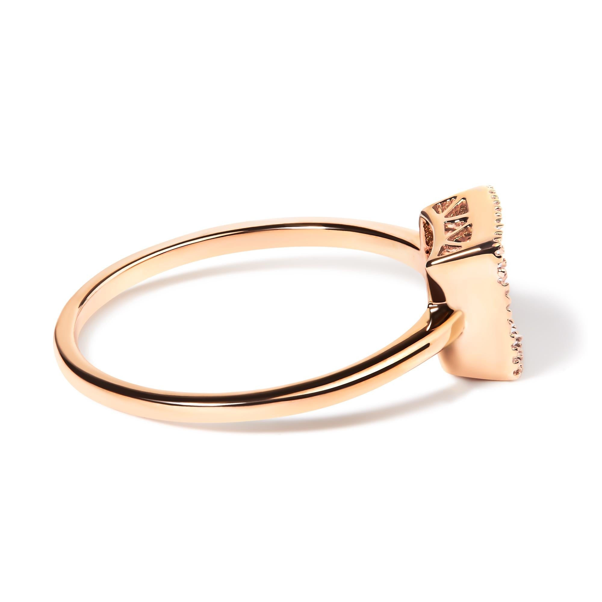 10K Rose Gold 1/3 Cttw Invisible Set Princess Cut Diamond Composite Square Shape Ring for Women (H-I color, I1-I2 clarity)