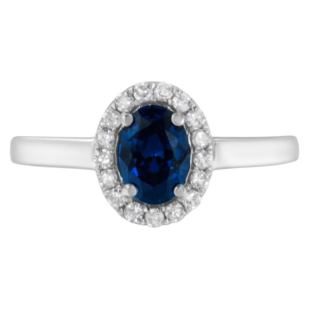 10K White Gold 1/5 Cttw Round Diamond and Prong Set 7MM Gemstone Halo Cocktail Ring (H-I Color, I1-I2 Clarity)