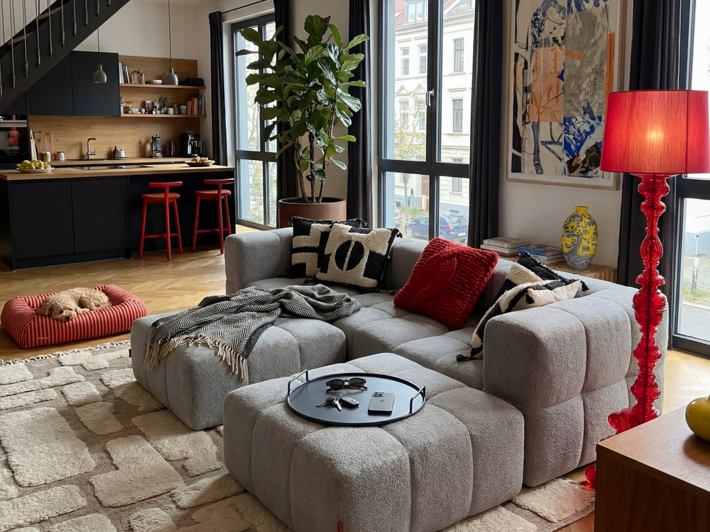 3 Teiliges Modulares Sofa – Grau-4