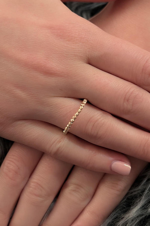 14ct Gold Diamon Ball Single Row Ring