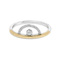 14K Yellow Gold Plated Sterling Silver 1/10 Cttw Diamond Arc Ring-0