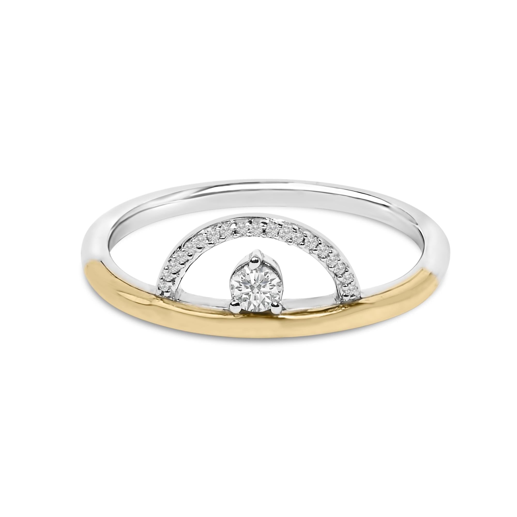14K Yellow Gold Plated Sterling Silver 1/10 Cttw Diamond Arc Ring-0