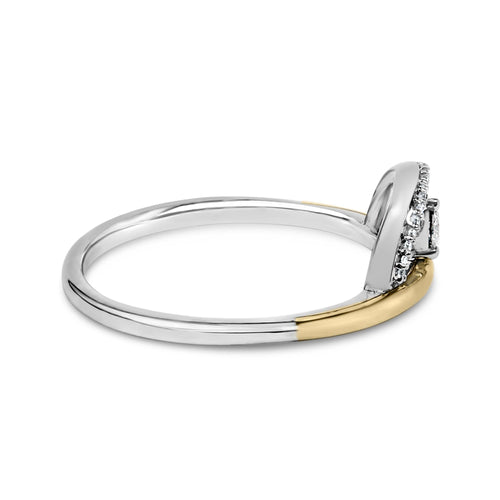14K Yellow Gold Plated Sterling Silver 1/10 Cttw Diamond Arc Ring-1