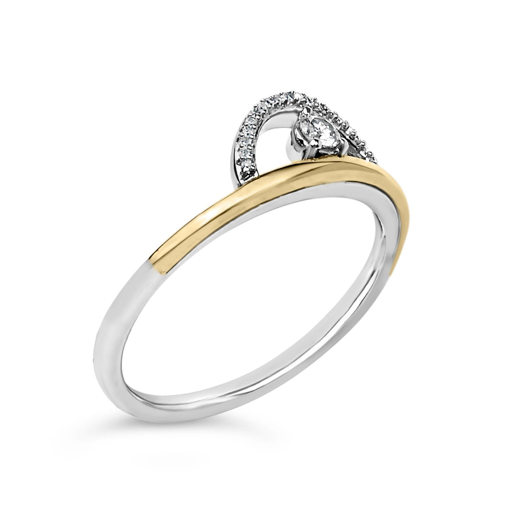 14K Yellow Gold Plated Sterling Silver 1/10 Cttw Diamond Arc Ring-3