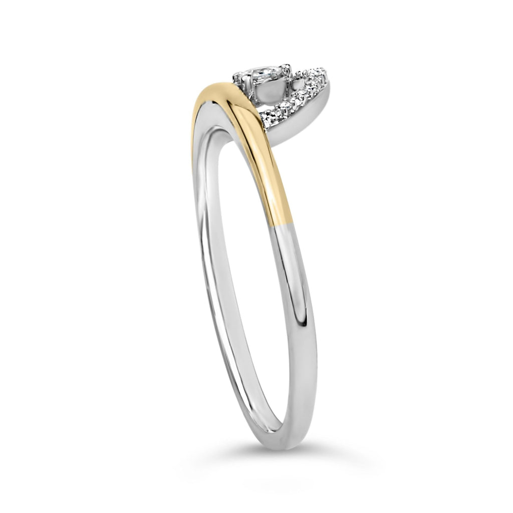 14K Yellow Gold Plated Sterling Silver 1/10 Cttw Diamond Arc Ring-4