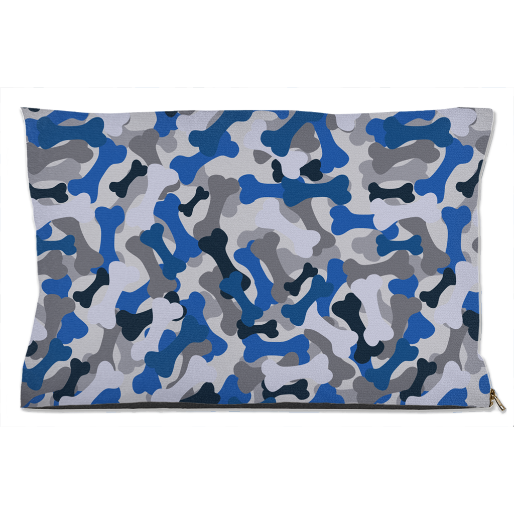 Bone Camo Blue Dog Bed-0