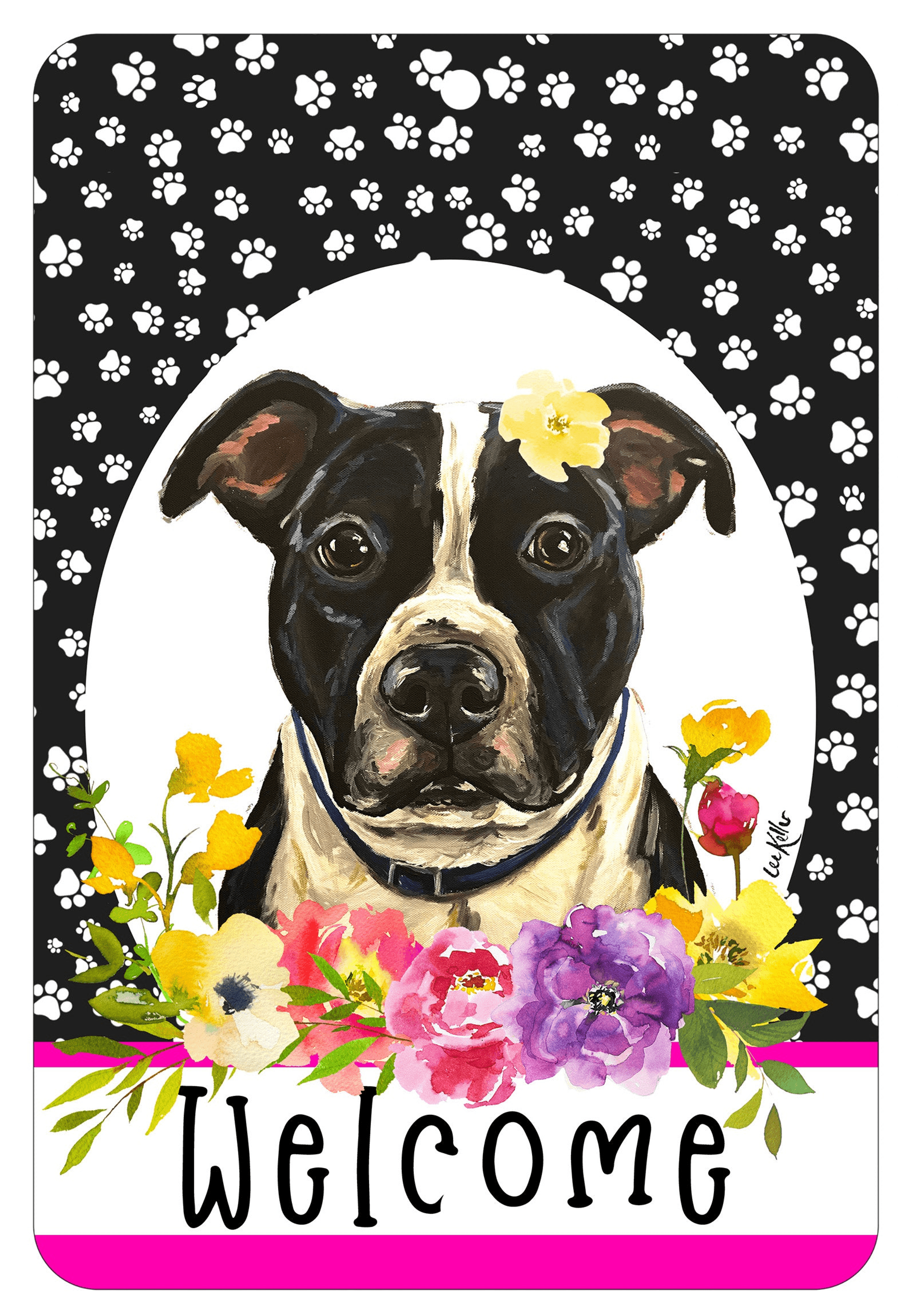 Pit Bull Welcome Indoor/Outdoor Aluminium Sign - 8" X 12"
