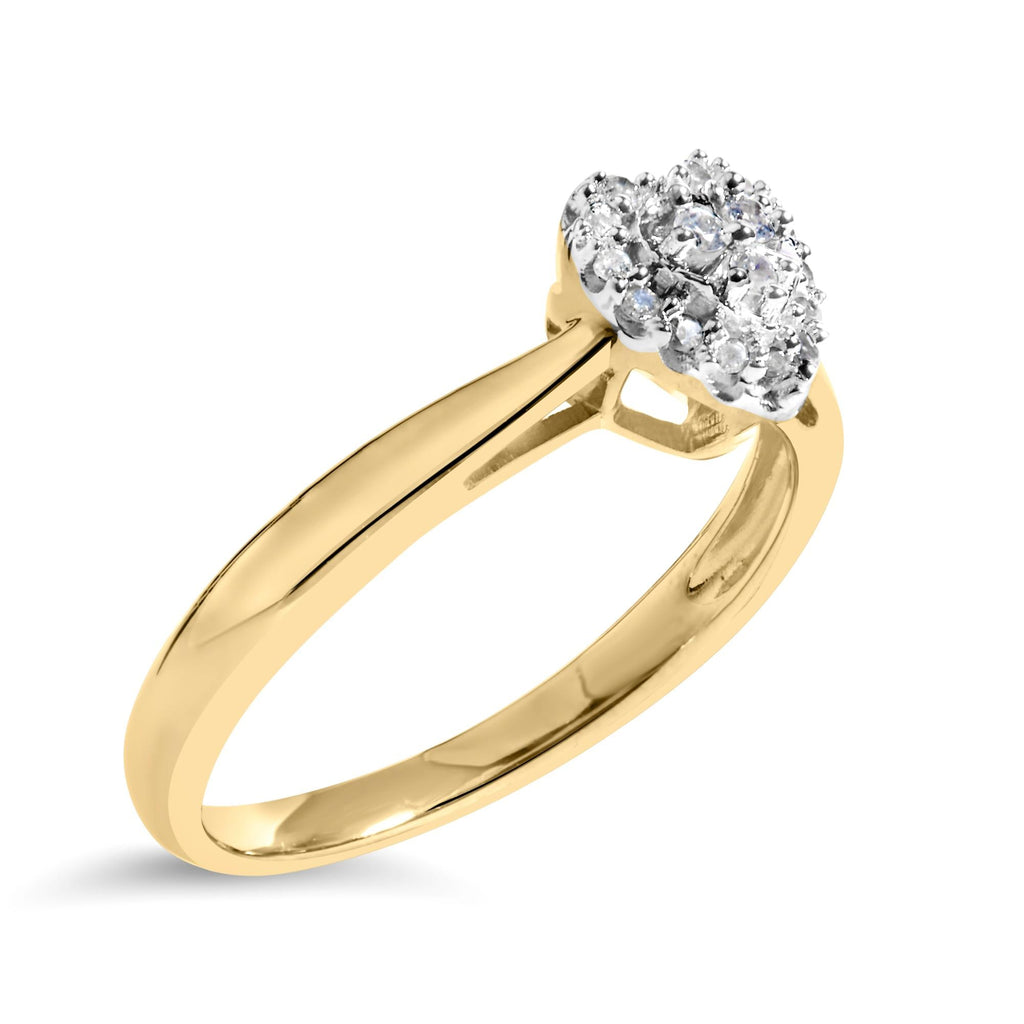 10K Yellow Gold 1/10 Cttw Diamond Heart and Halo Promise Ring