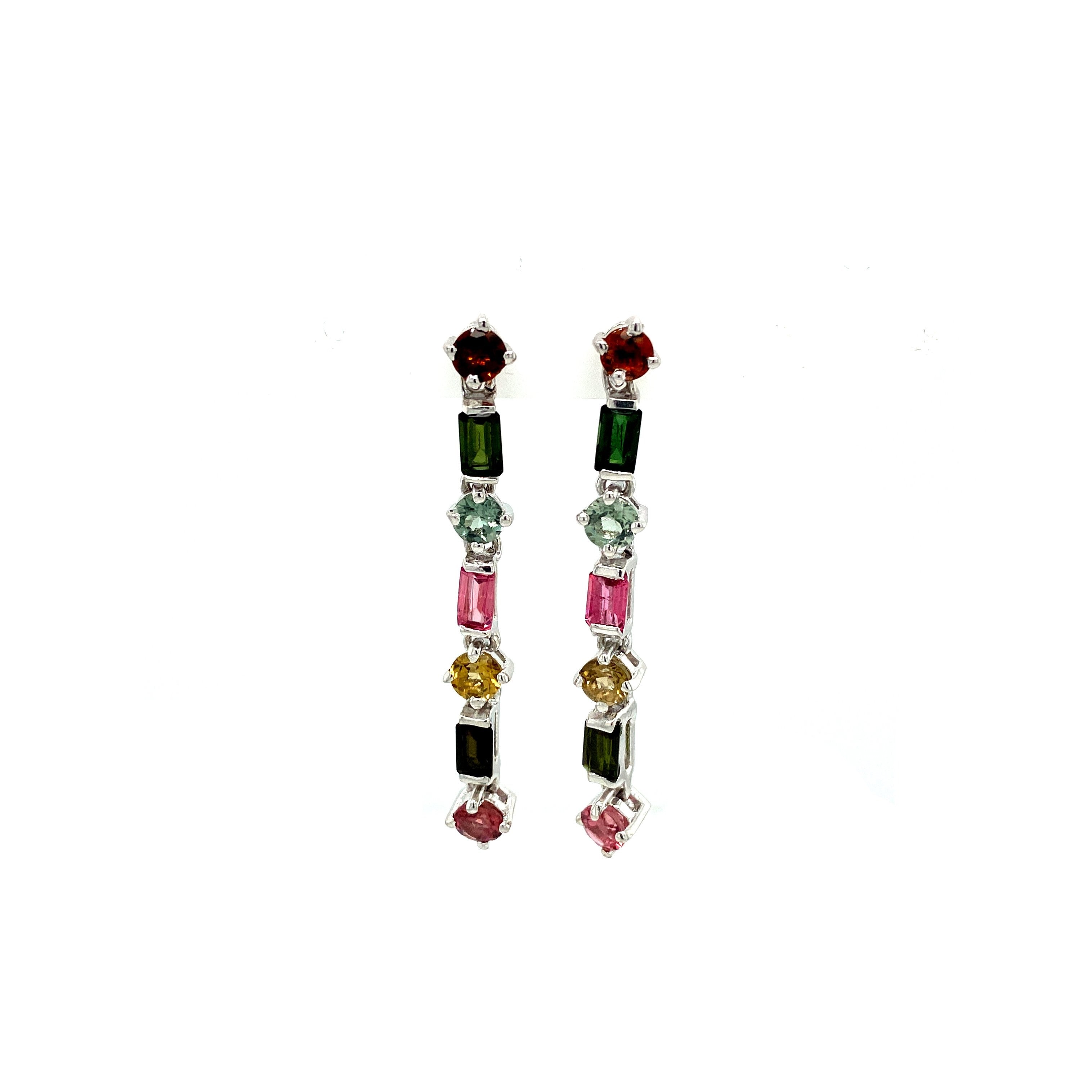 Multi Tourmaline Earring in .925 Sterling Silver KST - 59283