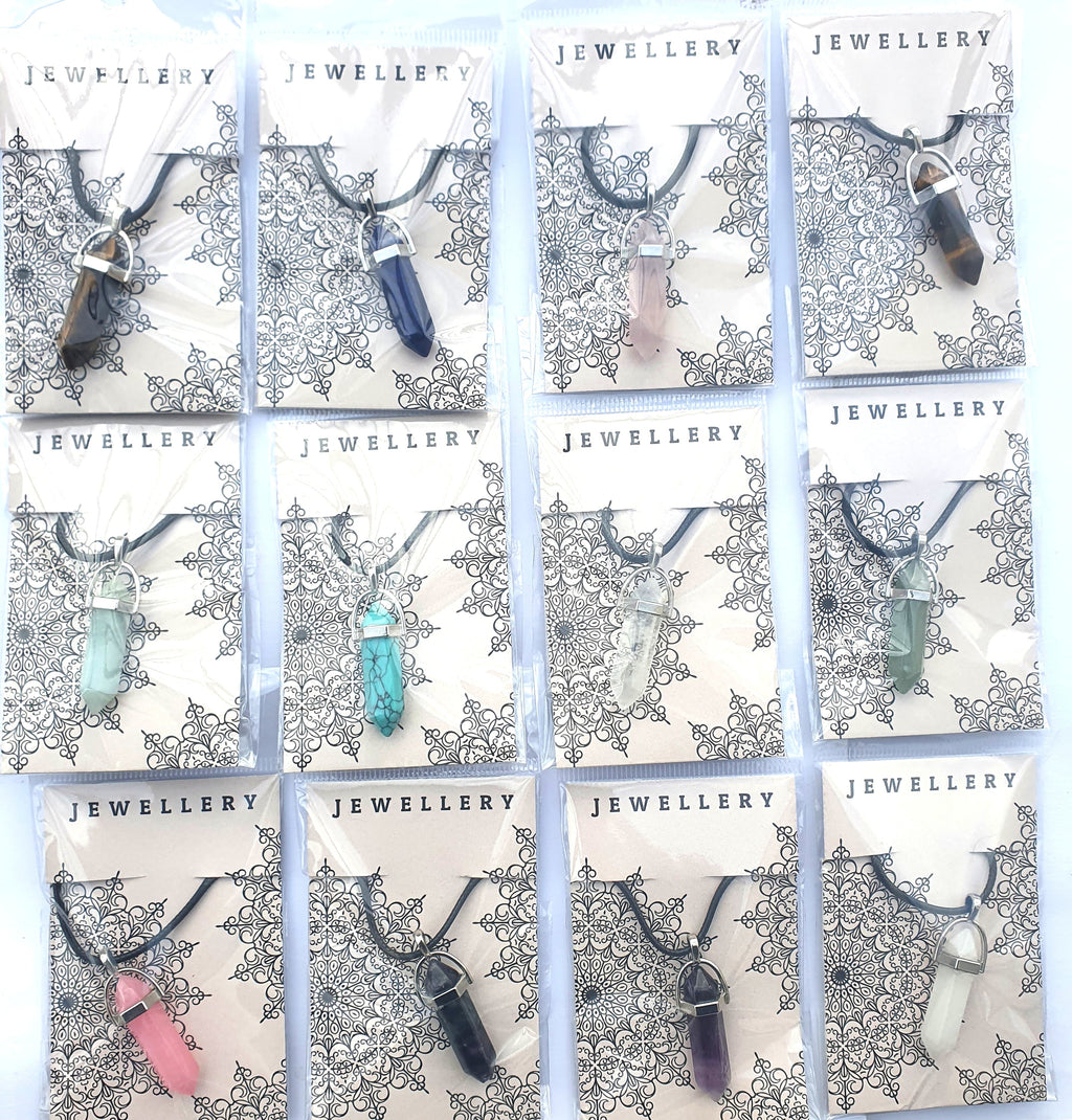 Crystal Pointed Pendant Necklace - Amazonite-4