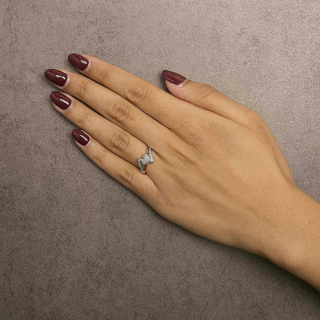 10K Yellow Gold Diamond Accent Filigree Heart Promise Ring (I-J Color, I3 Clarity)