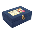 Navy Linen Music Box With Inspirational Art And Jewelry Insert