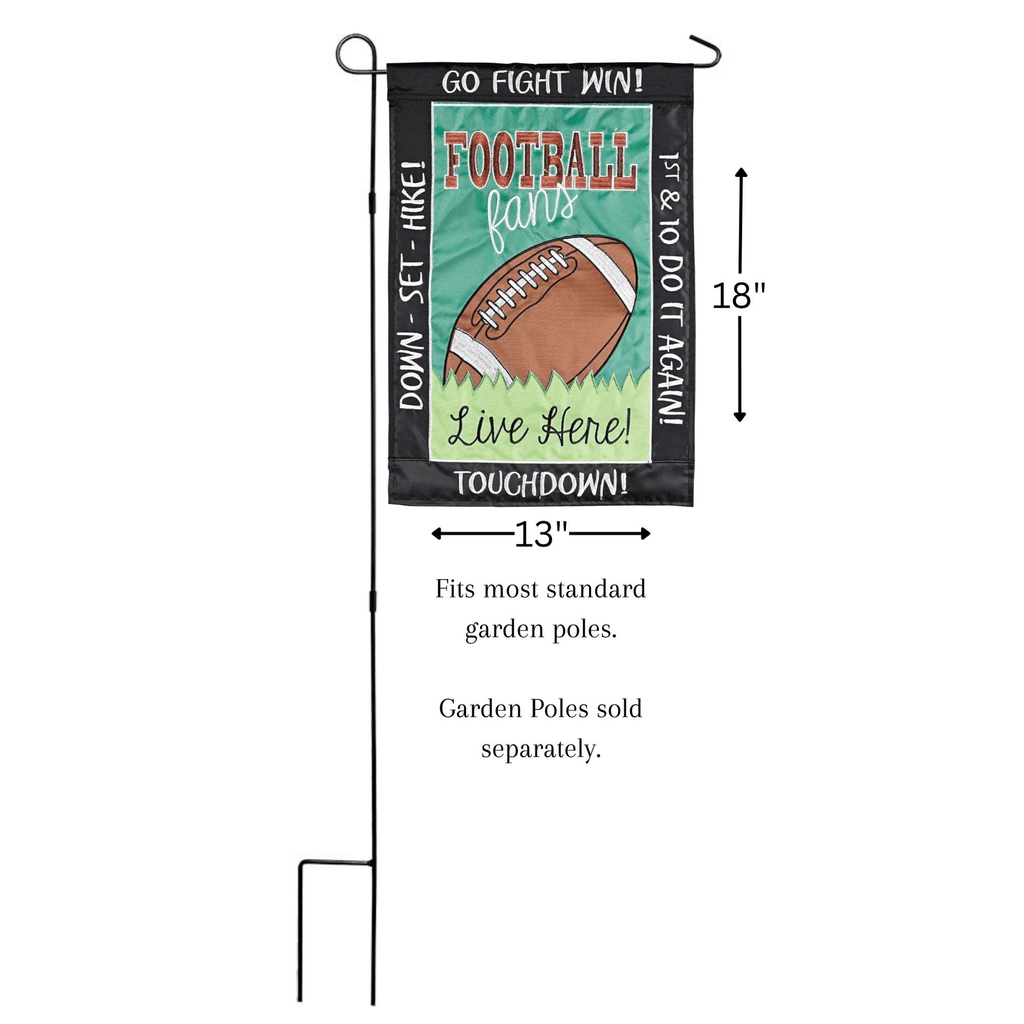 Double Applique Garden Flag – Football Fans Live Here 13X18 Inches