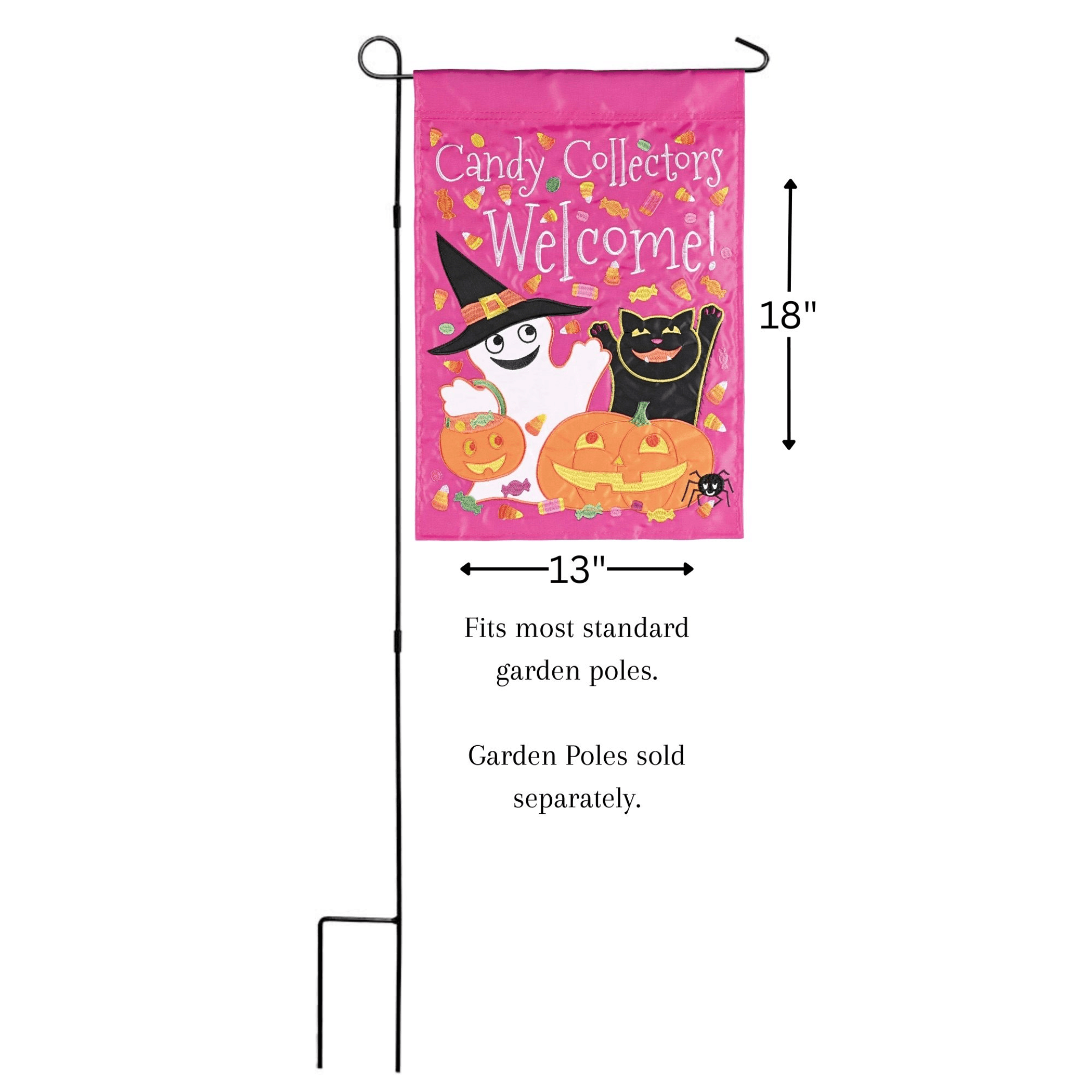 Double Applique Garden Flag - Candy Collectors Welcome Here, 13X18 Inches