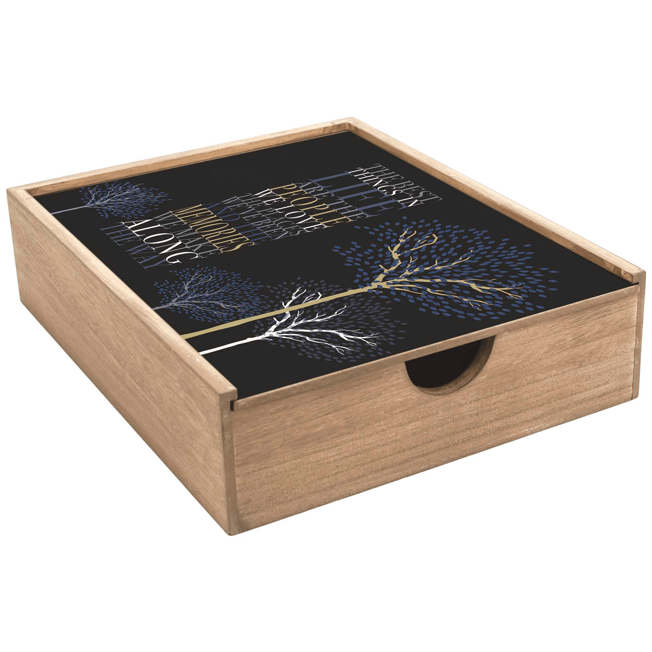 Elegant Memory Box With Floral Artwork And Sliding Lid