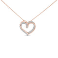 14K Rose Gold Plated Sterling Silver 1/2 Cttw Diamond Open Heart Pendant Necklace-0