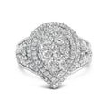 Sterling Silver 1 Cttw Diamond Pear-Shaped Triple Halo Cluster Ring
