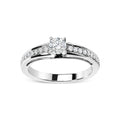 14K White Gold 1/2 Cttw Diamond Solitaire Pave Set Engagement Ring (G-H Color, VS2-SI1 Clarity) - Size 7