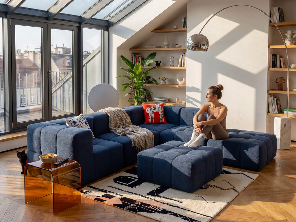 6 Teiliges Modulares Sofa – Blau