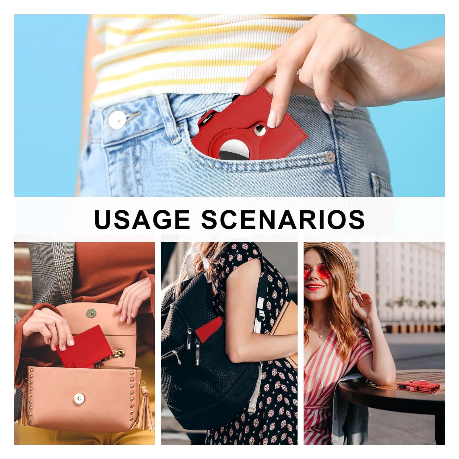 Women's Wallet for Airtag, Small Pretty Wallet with Mirror for Women, Pop-Up Wallet Compatible with Airtag, Tri-fold Genuine Leather Wallet Women with Mirror