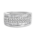 14K White Gold Round and Baguette Diamond Ring (1 1/2 Cttw, F-G Color, SI1-SI2 Clarity)