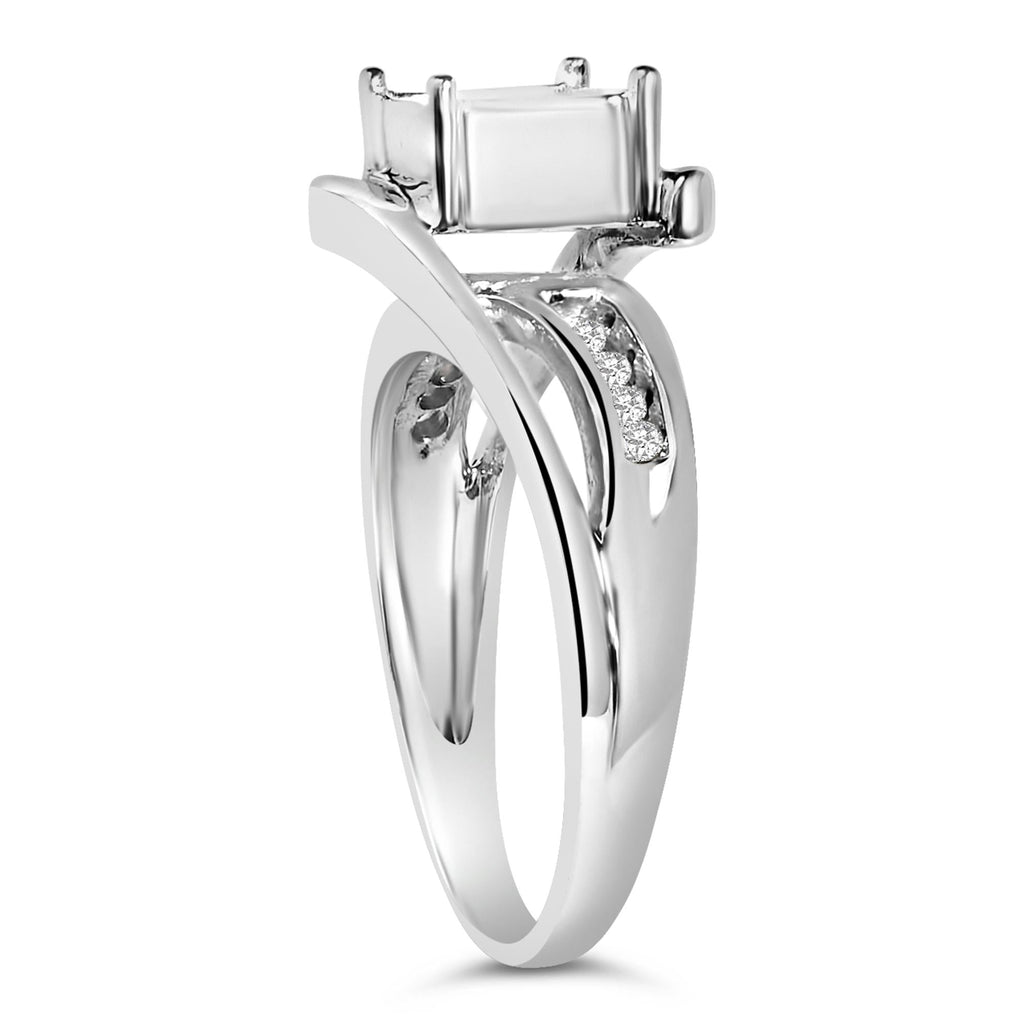 10K White Gold 1/3 Cttw Invisible Set Princess-cut Diamond Cluster Bypass Ring (H-I Color, SI1-SI2 Clarity)