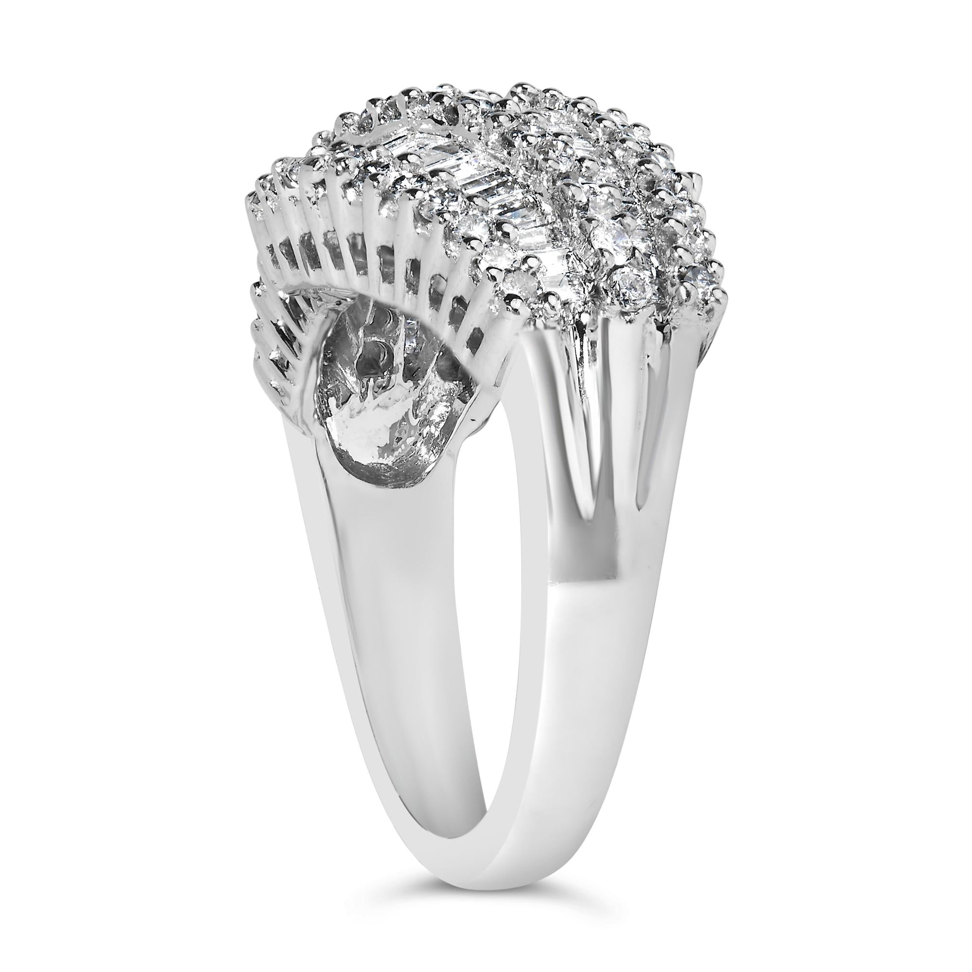 14K White Gold Diamond Cocktail Ring Band (1 3/4 Cttw, H-I Color, SI2-I1 Clarity)