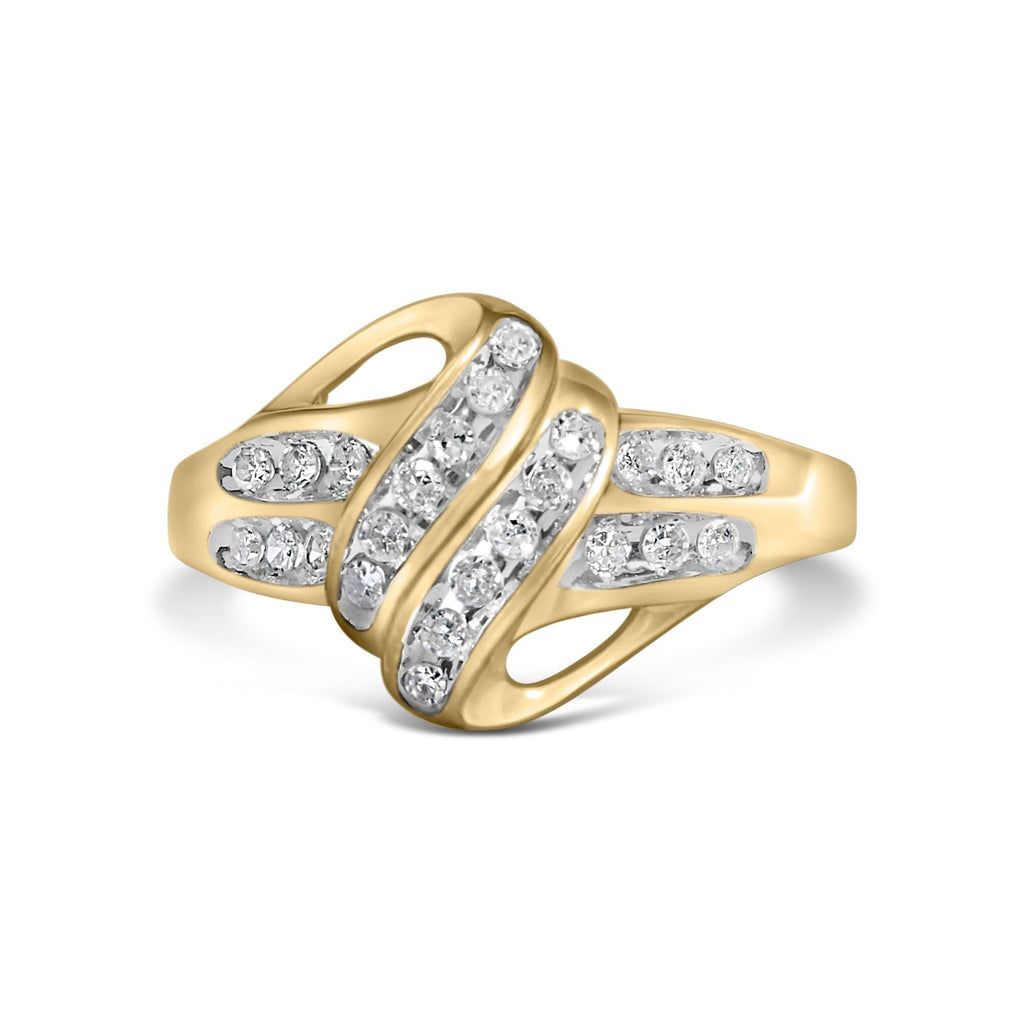 10K Yellow Gold Plated .925 Sterling Silver 1.0 Cttw Diamond Flower Cluster Open Halo Floral Ring (J-K Color, I2-I3 Clarity)