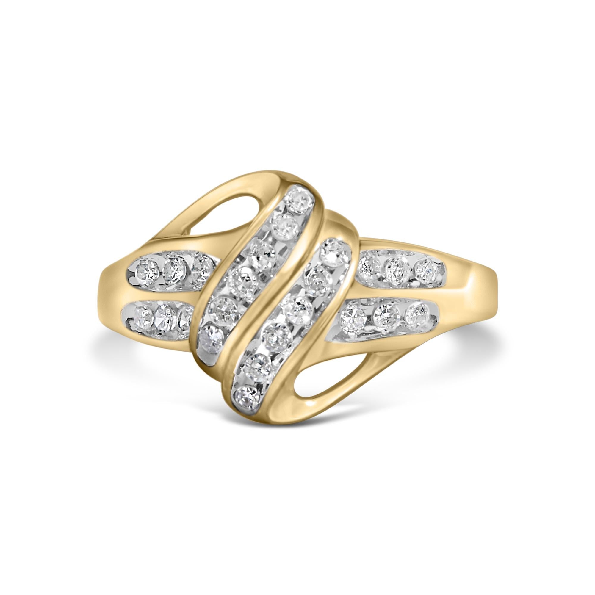 10K Yellow Gold Plated .925 Sterling Silver 1.0 Cttw Diamond Flower Cluster Open Halo Floral Ring (J-K Color, I2-I3 Clarity)