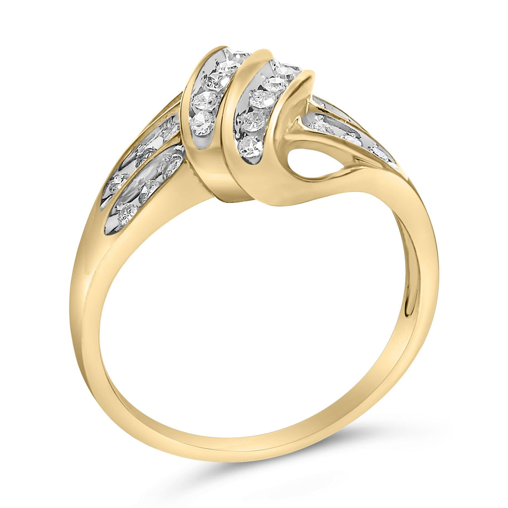 10K Yellow Gold Plated .925 Sterling Silver 1.0 Cttw Diamond Flower Cluster Open Halo Floral Ring (J-K Color, I2-I3 Clarity)