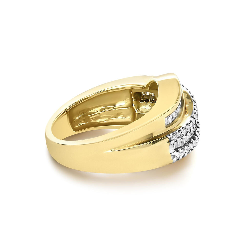 14K Yellow Gold 1.0 Cttw Diamond Wave Design Band Ring
