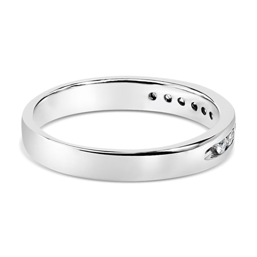 18K White Gold 1/4 Cttw Channel Set Brilliant Round-Cut Diamond Classic 11 Stone Wedding Band Ring (E-F Color, I1-I2 Clarity)