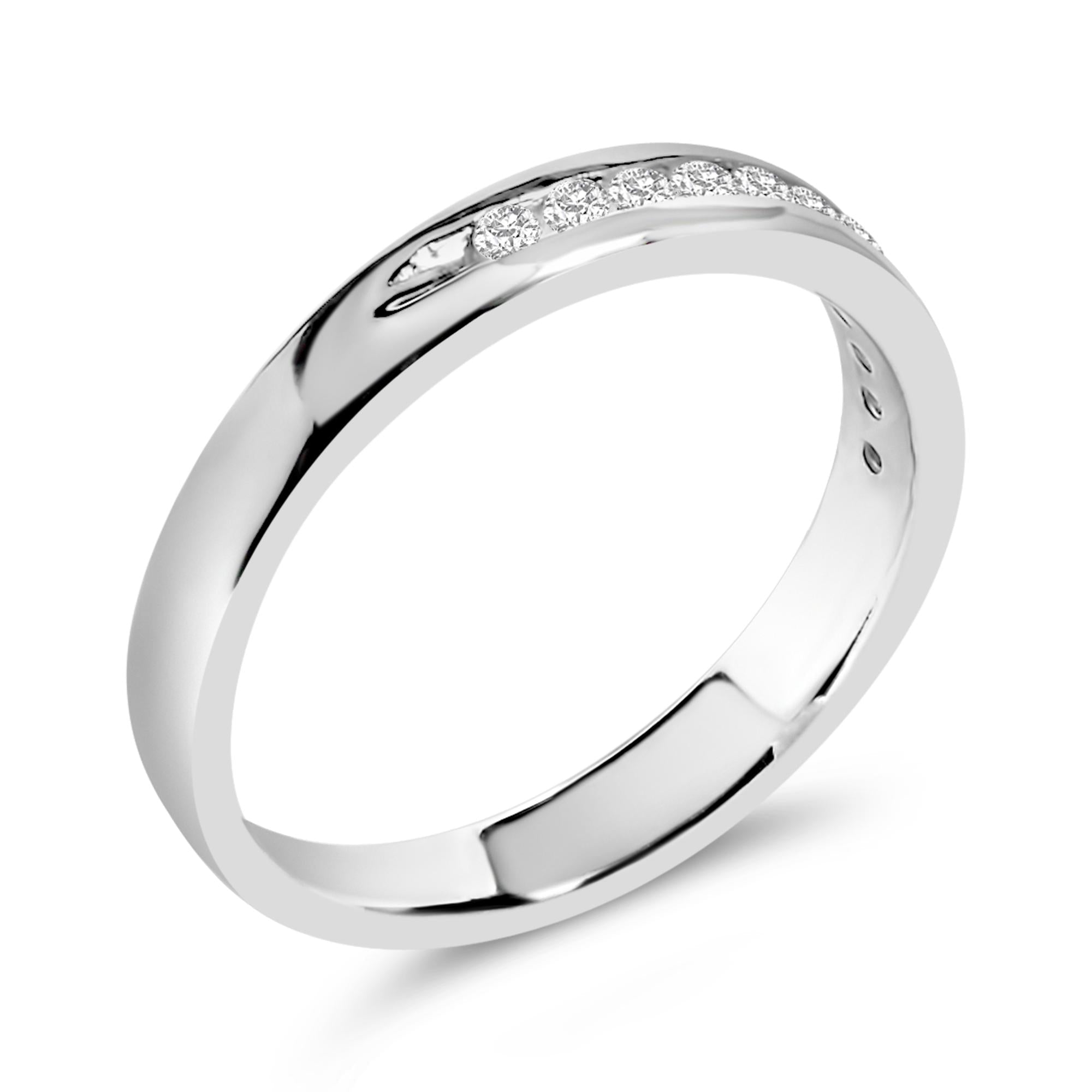 18K White Gold 1/4 Cttw Channel Set Brilliant Round-Cut Diamond Classic 11 Stone Wedding Band Ring (E-F Color, I1-I2 Clarity)