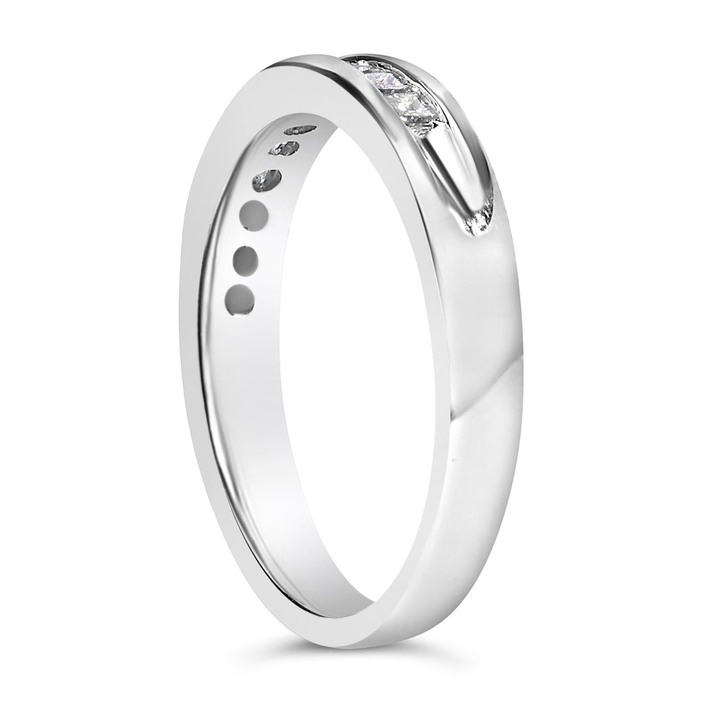 .925 Sterling Silver 1/2 Cttw Princess-Cut Diamond Channel-Set Half-Eternity Wedding or Anniversary Band Ring (H-I Color, I2 Clarity)
