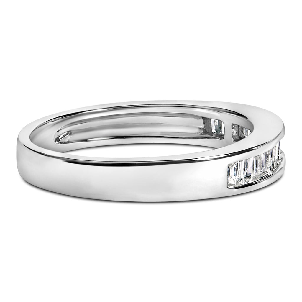 .925 Sterling Silver 1/3 Cttw Baguette Cut Diamond Channel Set Stackable Wedding Ring