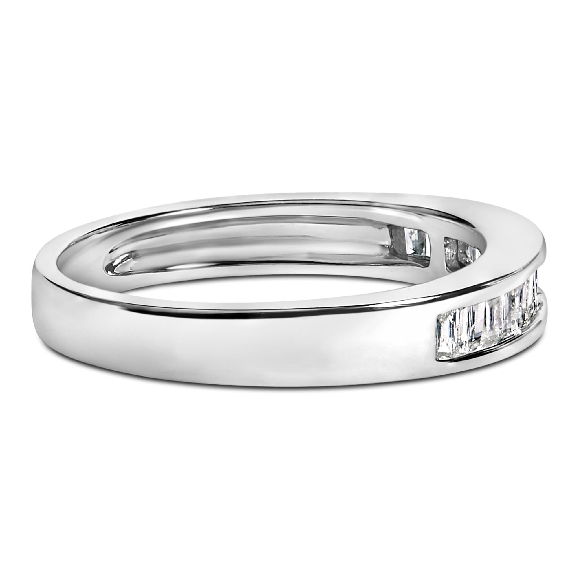 .925 Sterling Silver 1/3 Cttw Baguette Cut Diamond Channel Set Stackable Wedding Ring