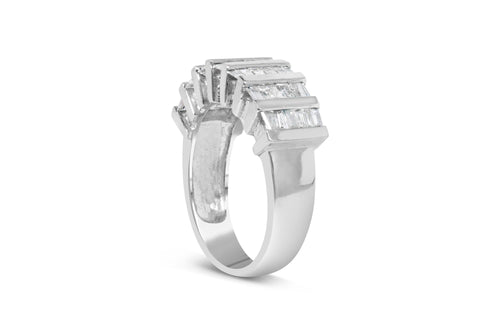 .925 Sterling Silver 1.0 Cttw Baguette Cut Diamond Vertical Channel Fluted Multi-Row Unisex Fashion Wedding Ring (H-I Color, I1-I2 Clarity)