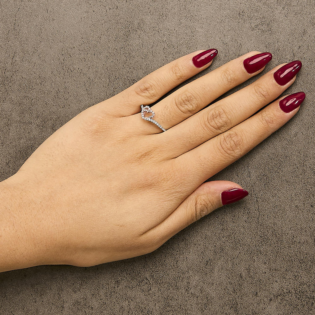 10K Rose Gold over .925 Sterling Silver 1/5 Cttw Diamond Two Tone Open Heart Promise or Fashion Ring (I-J Color, I2-I3 Clarity)