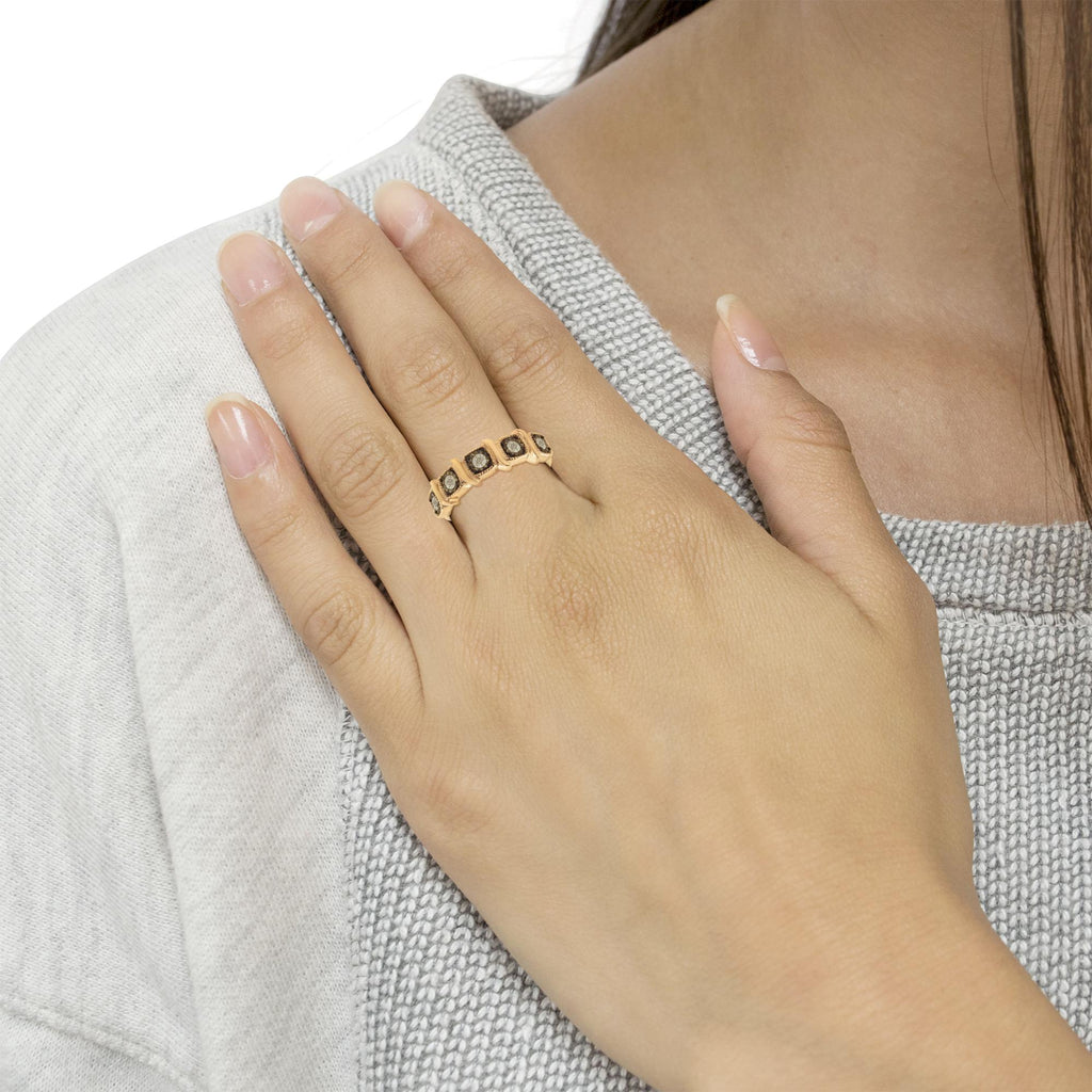 10K Rose Gold Flashed .925 Sterling Silver Miracle-Set 1/4 Cttw Diamond 5-Stone Band Ring  (J-K Color, I1-I2 Clarity)