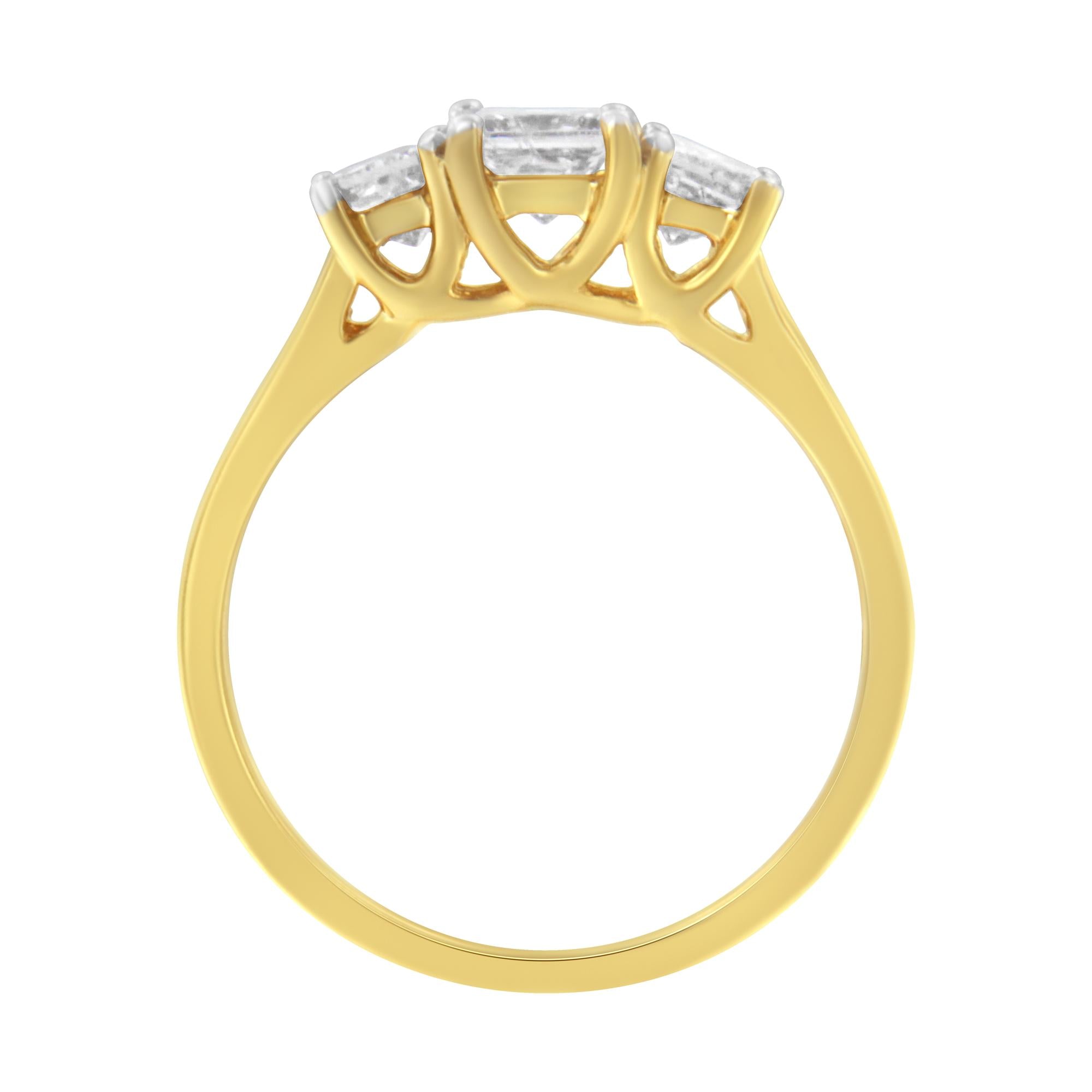 10K Yellow Gold Princess-Cut Diamond Three Stone Band Ring (1 Cttw, J-K Color, I1-I2 Clarity)