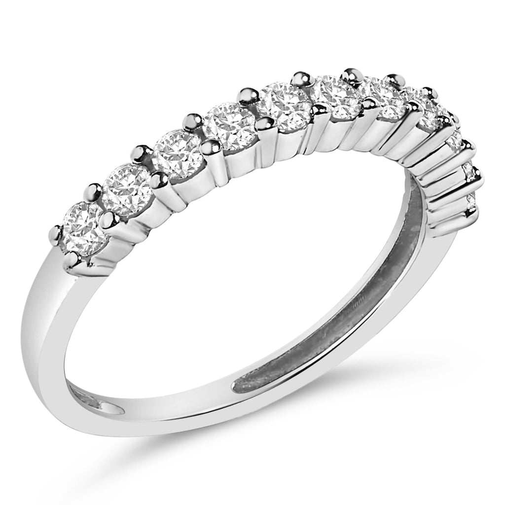 IGI Certified 1/2 Cttw Diamond 10K White Gold Prong Set Fluted Band Style Ring (I-J Color, I2-I3 Clarity)