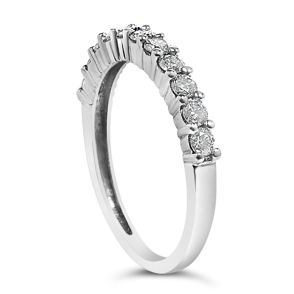 IGI Certified 1/2 Cttw Diamond 10K White Gold Prong Set Fluted Band Style Ring (I-J Color, I2-I3 Clarity)