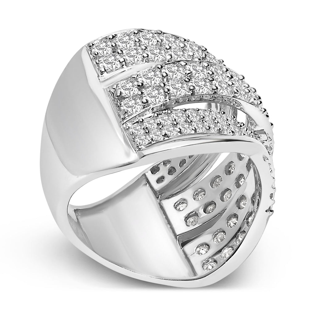 .925 Sterling Silver 2.00 Cttw Round-Cut Diamond Overlapping Bypass Band Ring (I-J Color, I2-I3 Clarity)