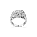 .925 Sterling Silver 1/3 Diamond 6 Stone Rectangle Nugget Gents Ring
