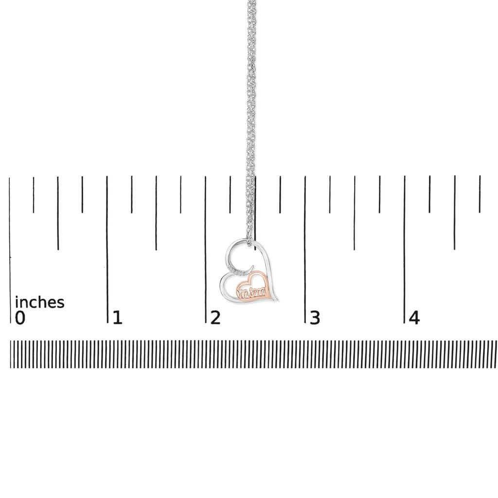 14K Rose Gold Plated Sterling Silver Diamond Accent Mom Heart Pendant Necklace-4